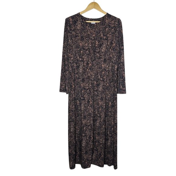 Chicos Easy Chic Column Python Print Maxi Dress Womens Size L Slinky Knit Travel - Picture 1 of 6